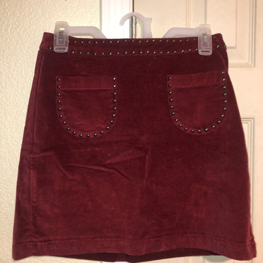 Red Studded Mini Skirt
